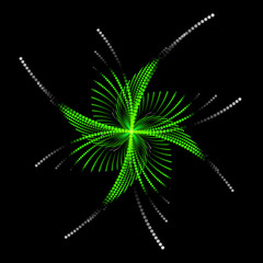 green abstract shape on black background, isolated