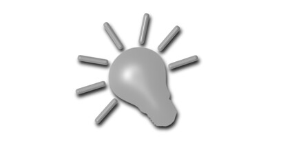 New gray color 3d bulb icon on white background,3d idea icon