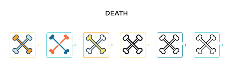 Death sign vector icon in 6 different modern styles. Black, two colored death sign icons designed in filled, outline, line and stroke style. Vector illustration can be used for web, mobile, ui