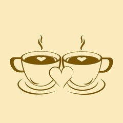 a couple of cappuccino with heart symbol