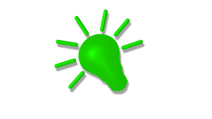 Green color 3d bulb icon on white background,New idea bulb icon