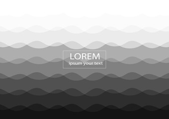 Abstract wave line or curve shapes composition elements pattern design on difference gray shade background. Using for paper printing, book cover, page fill, backdrop and wallpaper.