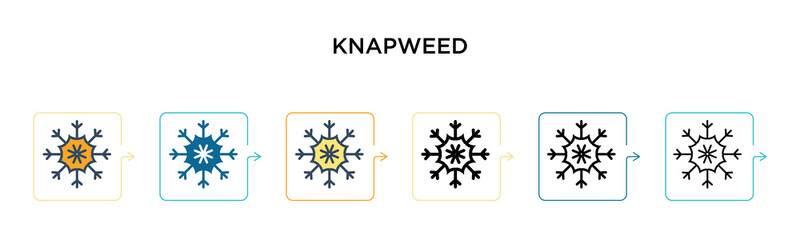 Knapweed vector icon in 6 different modern styles. Black, two colored knapweed icons designed in filled, outline, line and stroke style. Vector illustration can be used for web, mobile, ui