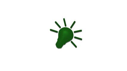 New green dark 3d bulb icon on white background,3d bulb icon