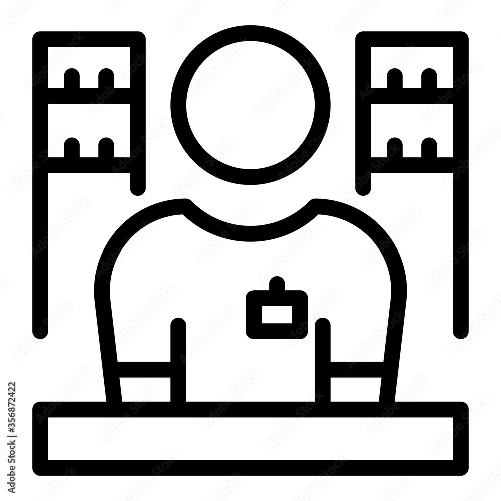 Poster store salesman icon. outline store salesman vector icon for web design isolated on white background