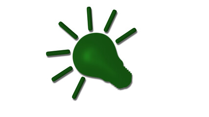 New green dark 3d bulb icon on white background,3d bulb icon