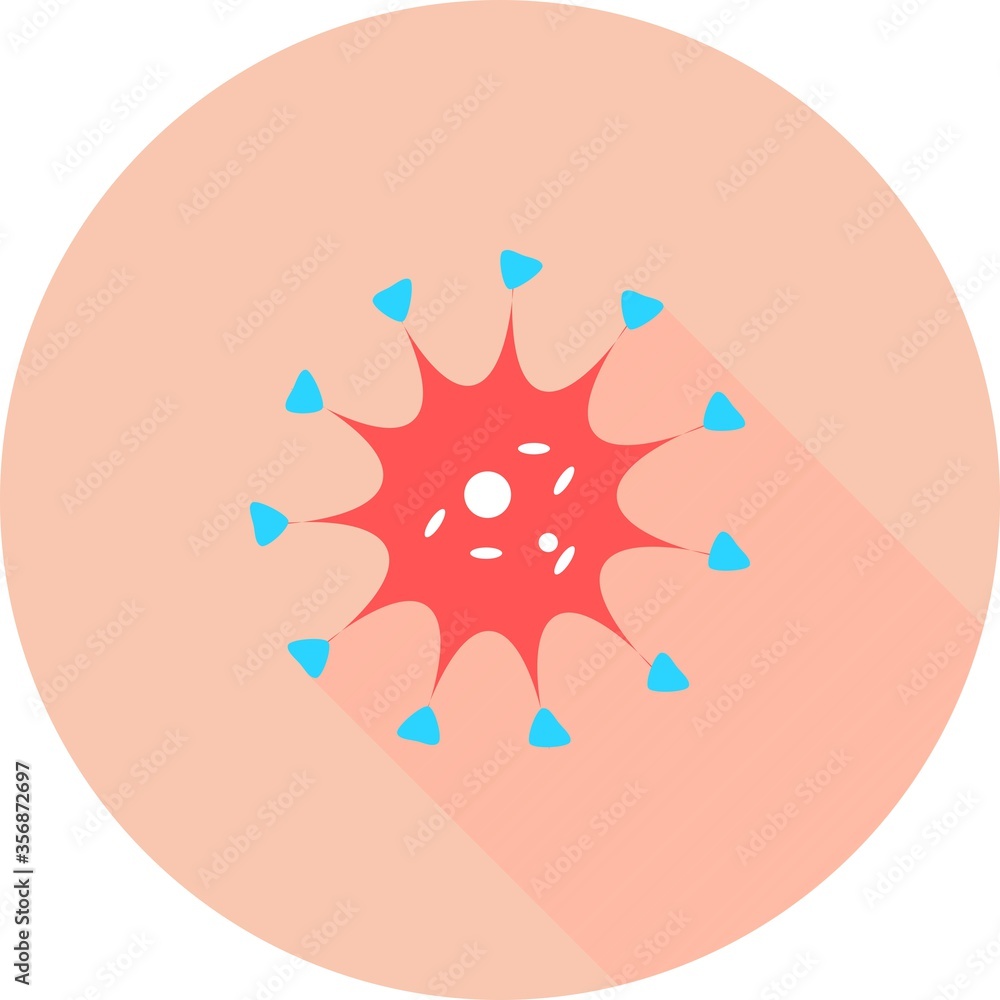 Poster corona virus in circle icon with long shadows. bacteria, microbes and virus sign and symbol in flat 