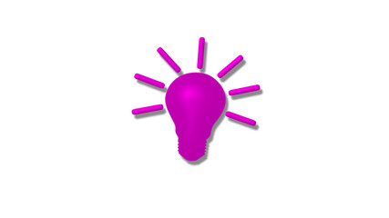New pink color 3d idea bulb icon on white background,Idea bulb icon