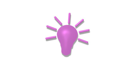 Pink light 3d idea bulb icon on white background,3d bulb icon