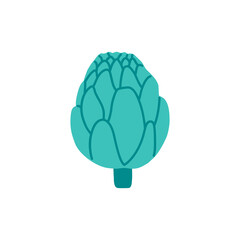 Concept of fresh artichoke, organic vegetable. Vector illustration in flat cartoon style isolated on white background.