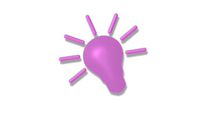 Pink light 3d idea bulb icon on white background,3d bulb icon