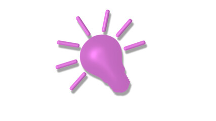 Pink light 3d idea bulb icon on white background,3d bulb icon