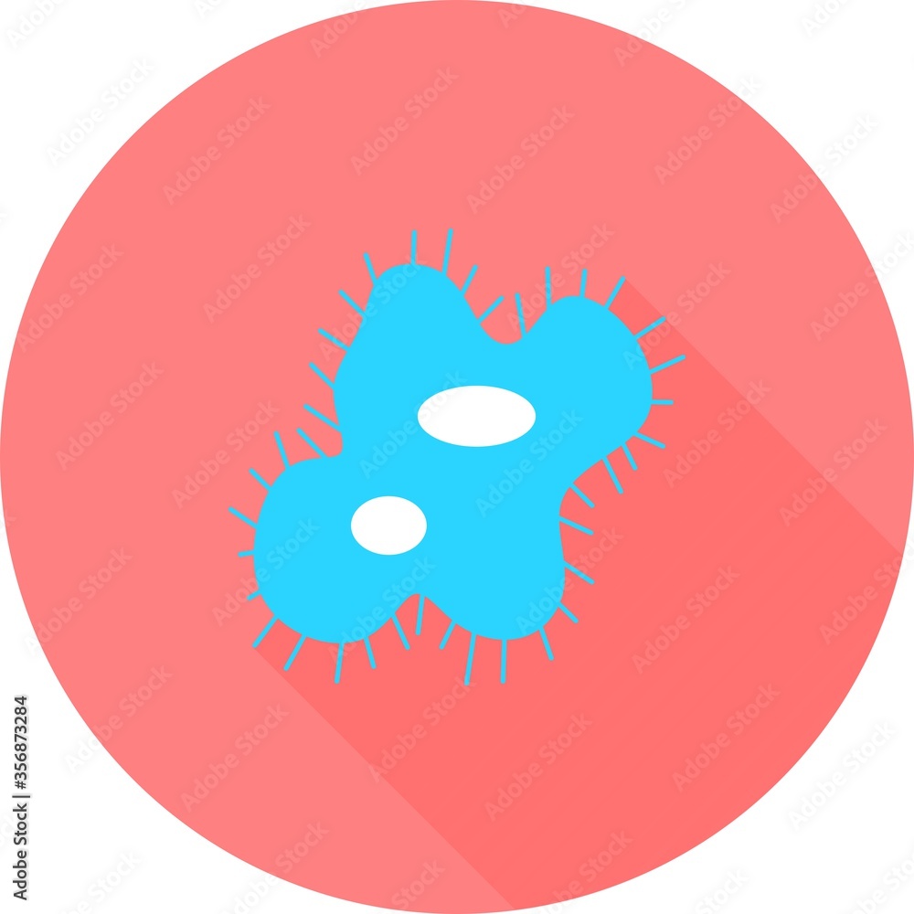 Poster corona virus in circle icon with long shadows. bacteria, microbes and virus sign and symbol in flat 