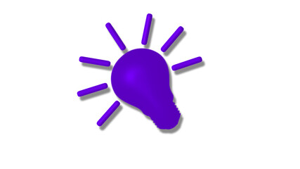 New purple color 3d idea bulb icon on white background