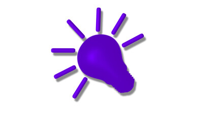 New purple color 3d idea bulb icon on white background