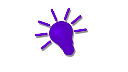 New purple color 3d idea bulb icon on white background