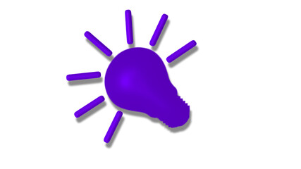 New purple color 3d idea bulb icon on white background
