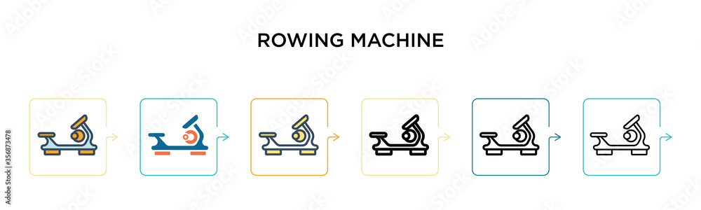 Aufkleber rowing machine vector icon in 6 different modern styles. black, two colored rowing machine icons des