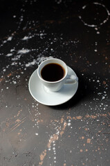coffee cup on black background