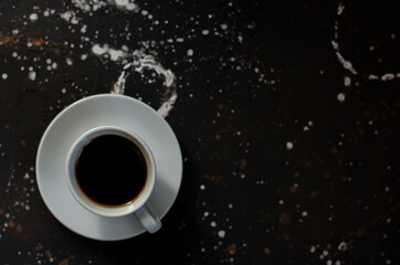 coffee cup on black background