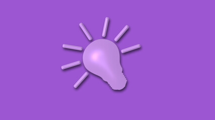 Beautiful purple bulb icon,3d idea light bulb icon