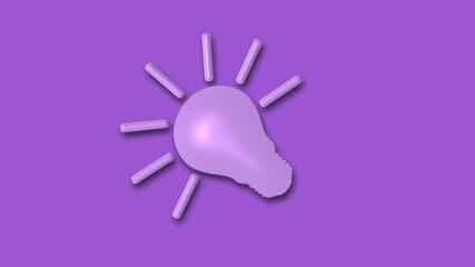 Beautiful purple bulb icon,3d idea light bulb icon