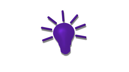 Amazing purple color 3d idea bulb icon on white background