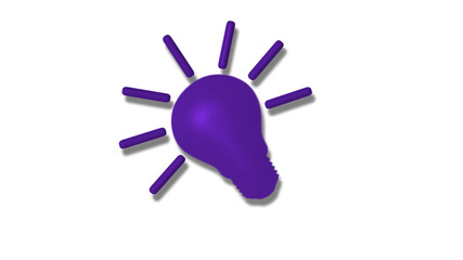 Amazing purple color 3d idea bulb icon on white background
