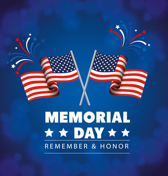 memorial day, honoring all who served, with flags usa decoration vector illustration design