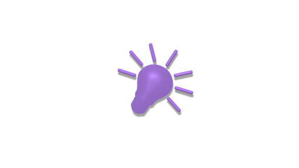 New purple 3d bulb icon on white background,Bulb icon