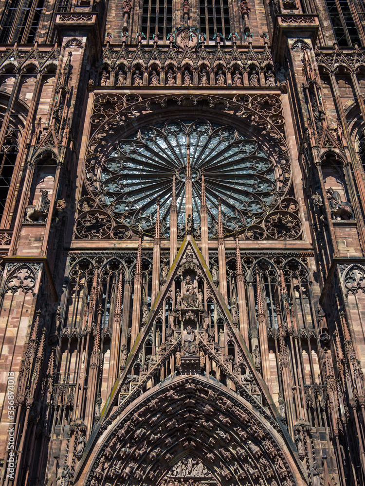 Wall mural Outside of the Notre dane de Strasbourg Cathedral in Alsace