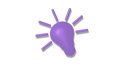 New purple 3d bulb icon on white background,Bulb icon