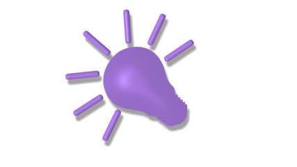 New purple 3d bulb icon on white background,Bulb icon