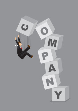 Company Collapse Business Cartoon Vector Illustration