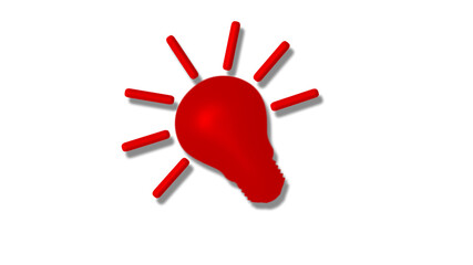 Amazing red color 3d idea bulb icon on white background