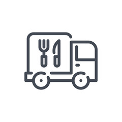 Food Delivery Service line icon. Food Delivery Truck vector outline sign.