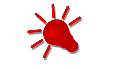 Amazing red color 3d idea bulb icon on white background