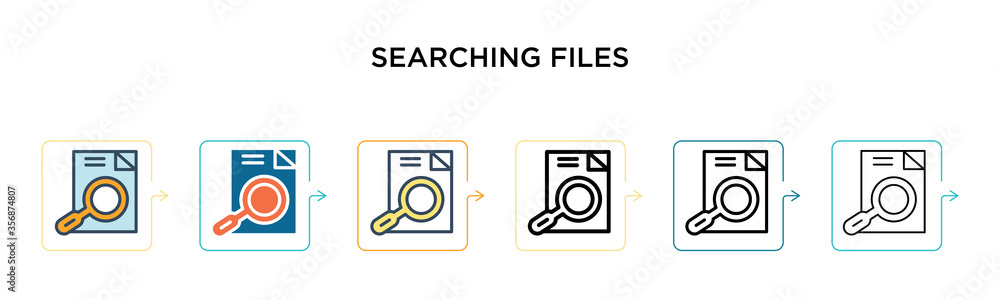 Poster searching files vector icon in 6 different modern styles. black, two colored searching files icons d