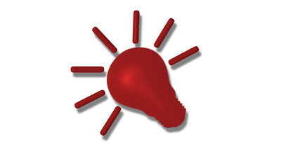 Amazing red dark 3d idea bulb iconon white background