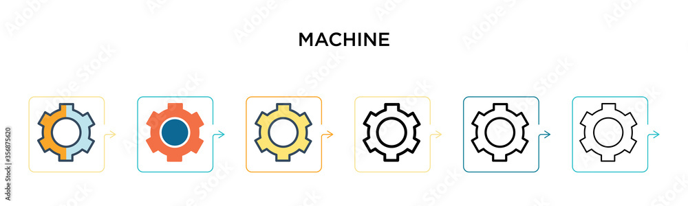 Poster machine vector icon in 6 different modern styles. black, two colored machine icons designed in fille