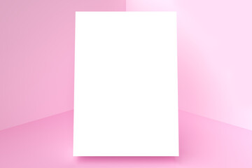 pink blank paper mockup 3d rendering