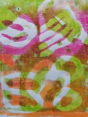 monotype pink green white orange