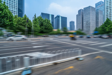empty road and modern office buildings.