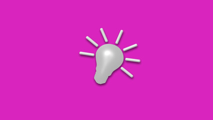 Amazing idea bulb icon on pink background,3d bulb icon