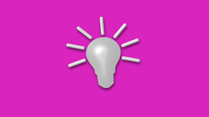Amazing idea bulb icon on pink background,3d bulb icon