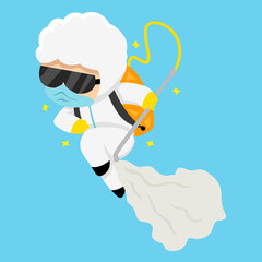 Doctor clean corona virus cartoon style