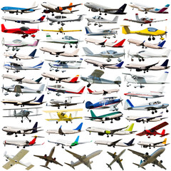 Passenger airliners isolated on white