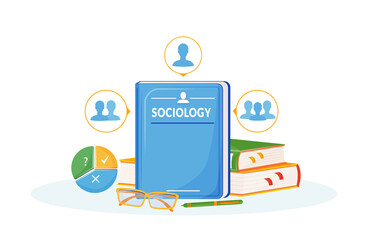 Sociology flat concept vector illustration