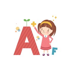 school girl with alphabets