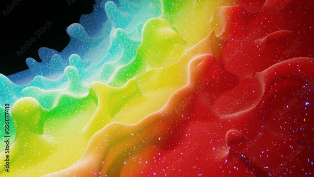 Poster smooth abstract animation of liquid gradient rainbow color in 4k. bright matte paint surface as abst